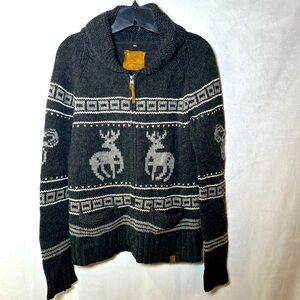 TNA Aritzia Sea to Sky Grey Lambswool Y2K Sweater. Rare Stag/Deer Pattern Size L
